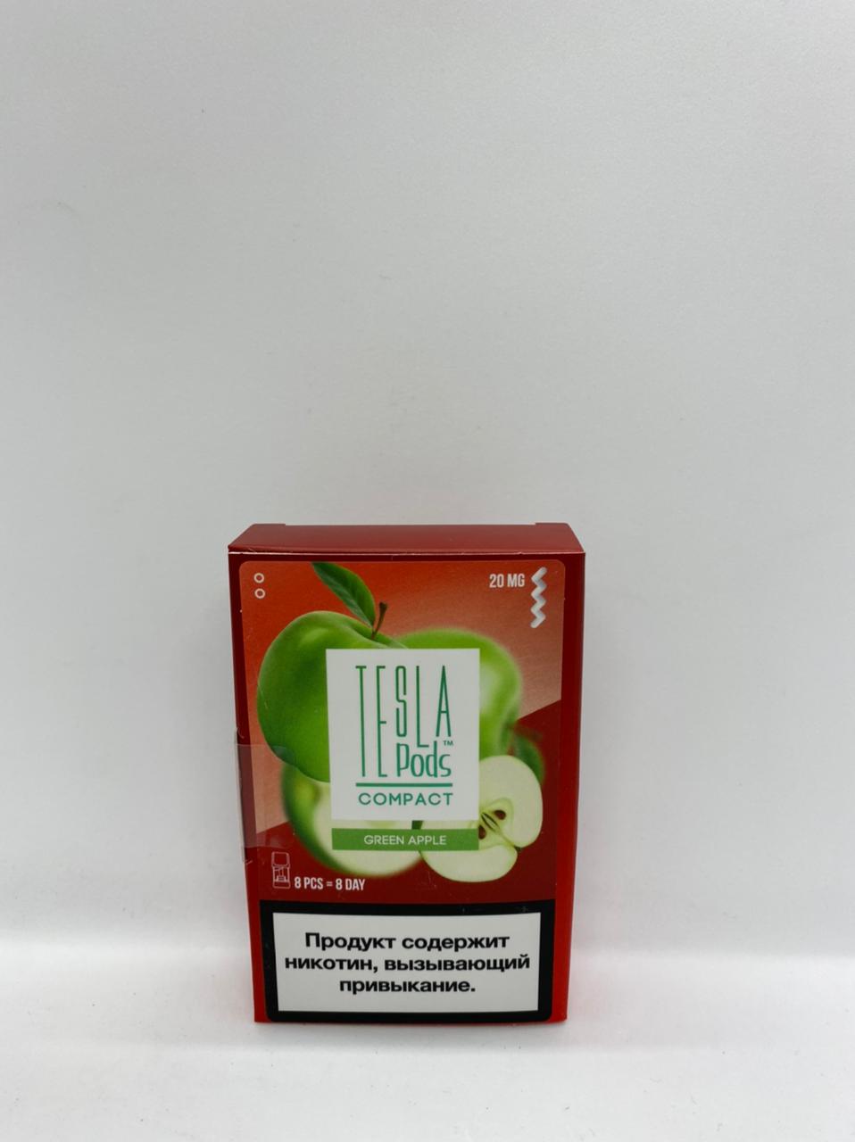 Набор TESLA pods Картридж Green apple 2% (8 картриджей) compact для Logic с доставкой по Москве и России